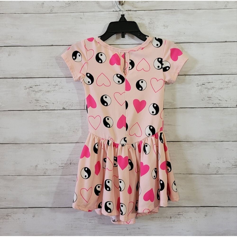 Dot Dot Smile Toddler Kids Dress Pink Hearts Yin Yang Drop Waist Size 2T - Picture 5 of 9